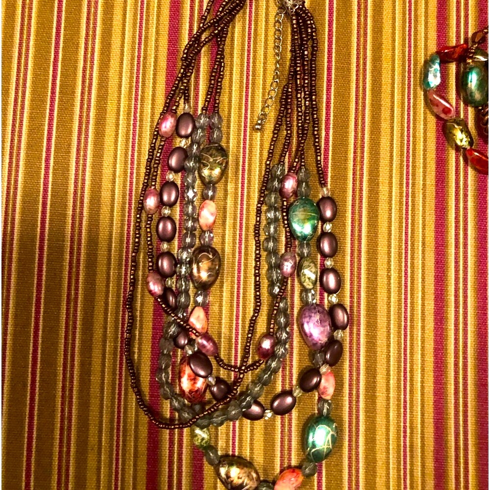 Multi Stone Necklace With Coordinating Stretch Br… - image 3